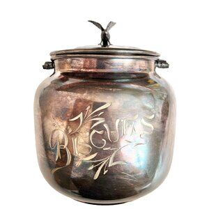 Antique Forbes Silver Company Biscuit Jar Eagle Finial Quadruple Plate Victorian
